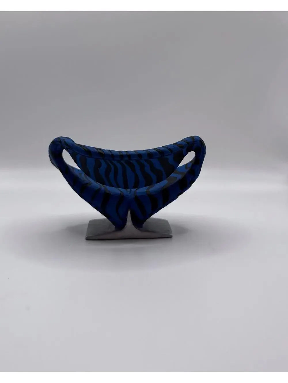 1:12 Ribbon Chair, Blue & Black Zebra Miniature Seat – Raine Take a Seat Series